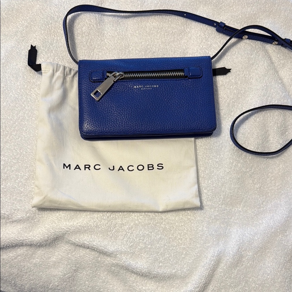Marc Jacobs Silver and Blue Crossbody Bag with Textured Leather